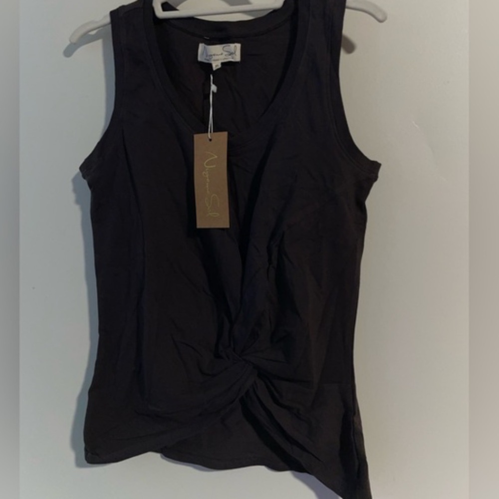 Niyama Sol Yoga Fitness Tie Tank Natural Dye Brown Sz Medium Women